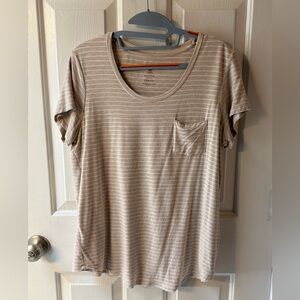 Kindred Bravely Beige Striped Short Sleeve Tee